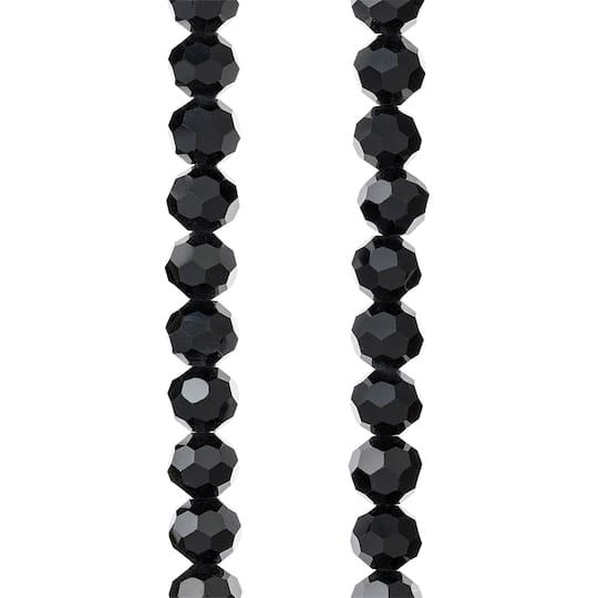 Black Faceted Glass Round Beads, 8mm by Bead Landing™